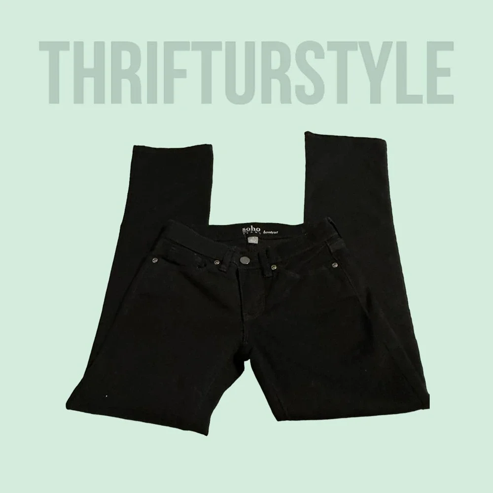 Soho Jeans Bootcut Black Denim Low Rise Size 0‎ Petite